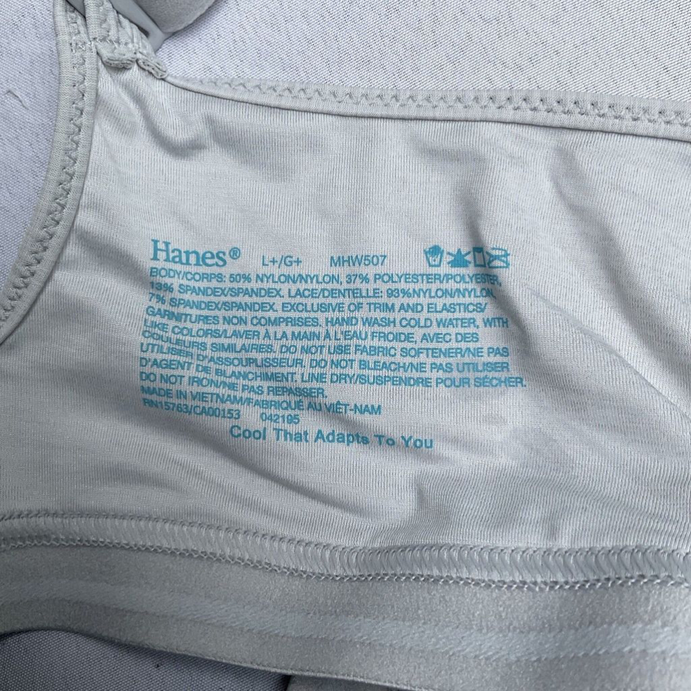 NEW WOMEN'S SIZE L+ PLUS HANES SIGNATURE COOLING COMFORT WIRELESS T-SHIRT BRA - Picture 4 of 6